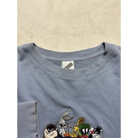 Warner Bros Crew Neck Sweatshirt Looney Toons Vintage Patchwork Size L - Picture 6 of 8